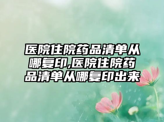 醫(yī)院住院藥品清單從哪復(fù)印,醫(yī)院住院藥品清單從哪復(fù)印出來(lái)
