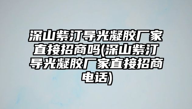 深山紫汀導(dǎo)光凝膠廠(chǎng)家直接招商嗎(深山紫汀導(dǎo)光凝膠廠(chǎng)家直接招商電話(huà))
